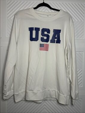 USA Graphic Crewneck Sweatshirt - White
